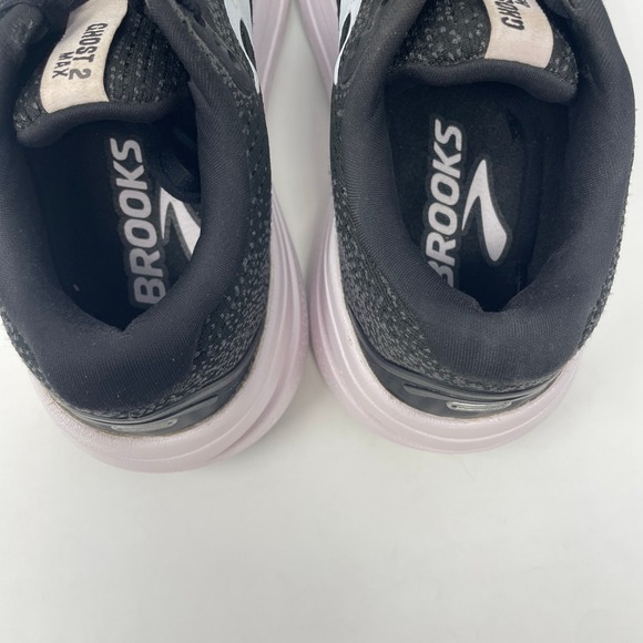 Brooks Ghost Max 2 Shoes Women's Size 7 Medium B Black White Orchid Ice Sneakers - Picture 6 of 8